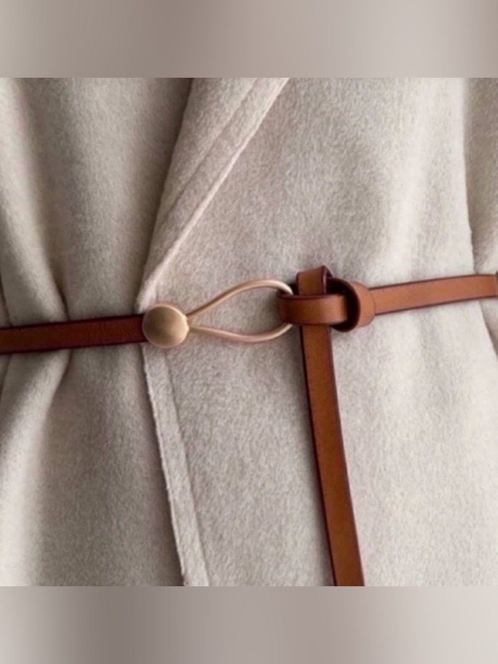 New! Cognac Brown Leather Skinny Wrap Belt (One Size) NWOT